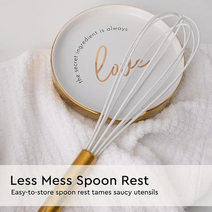 White Utensil Holder with Built-In Ceramic Spoon Rest - Image 6