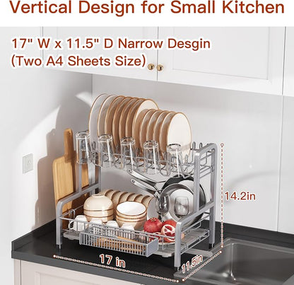 2 Tier Dish Drainer Drying Rack - Image 6