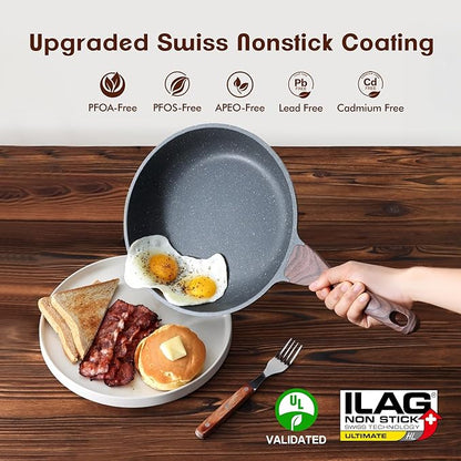 SENSARTE Nonstick Frying Pan Skillets, Swiss Granite Coating Omelette Pans - Image 2
