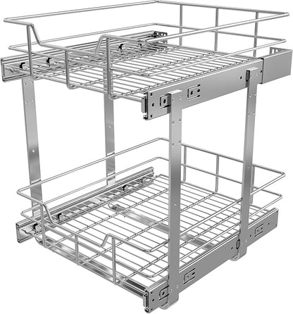 2 Tier Pull Out Cabinet Organizer 15" W X 17" D, Slide Out Drawers by STORKING