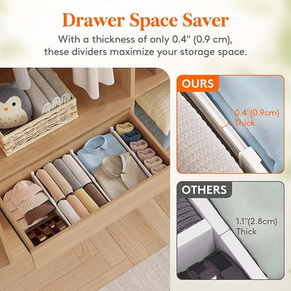Lifewit 4" Tall 16 Pack Drawer Dividers, 27-42cm/10.5-16.5" Expandable Drawer - Image 6