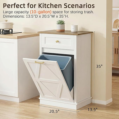 YESHOMY Tilt Out Trash Cabinet, 10 Gallon Hidden Wooden Bin Cabinets, Laundry - Image 4
