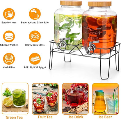 2 Pack 1 Gallon Glass Drink Dispenser - Image 6