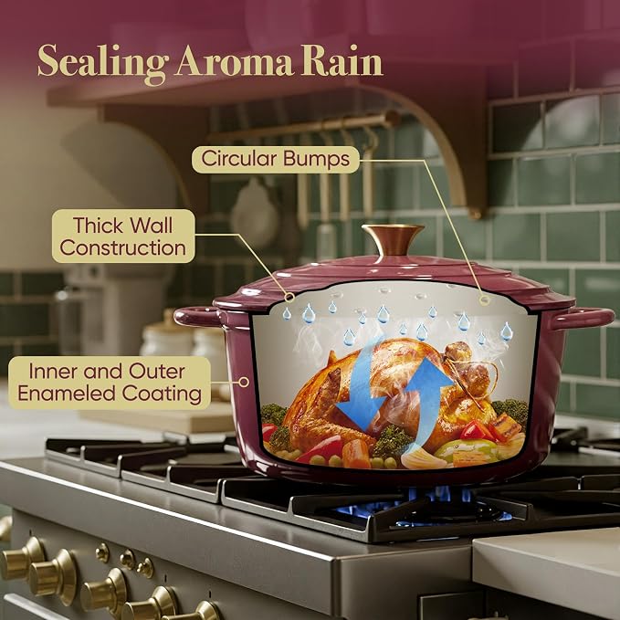 6 Quart Dutch Oven Pot with Lid, Non Stick Enameled Cast Iron Dutch Oven - Image 7