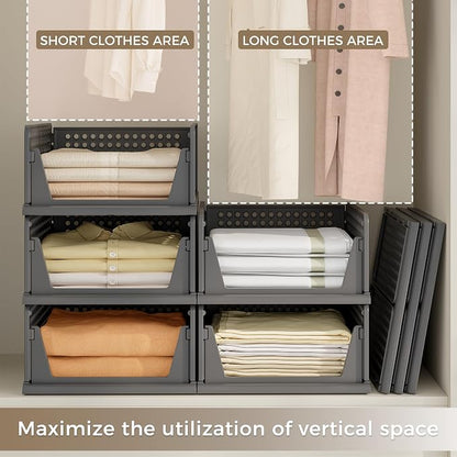 Pinkpum 8 Pack Closet Organizers and Storage Plastic Stackable Storage Bins - Image 4