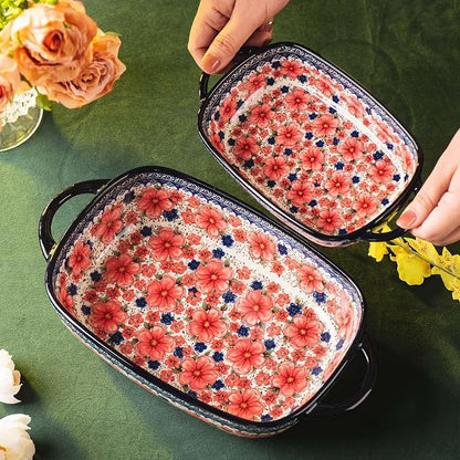 Baking Dish Ceramic Baking Pan Blue Casserole Dish Porcelain rectangular Baking - Image 4