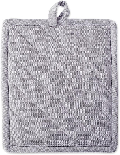 DII 100% Cotton Solid Chambray Kitchen Set, Potholders, 2 Piece - Image 3