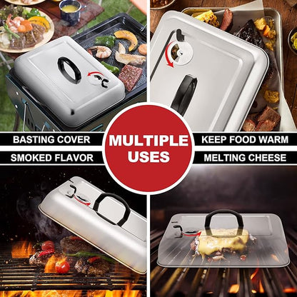 13 x 9.75Inch Cheese Melting Domes, HaSteeL Rectangular Basting Steam Cover - Image 4