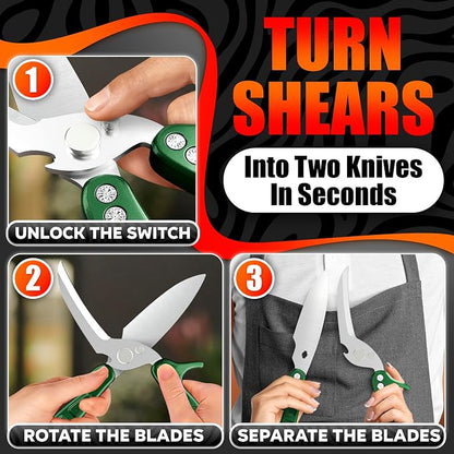 Heavy Duty Poultry Shears – Kitchen Shears Dishwasher Safe, Spring-Loaded - Image 6