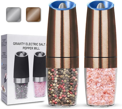 UNNEES Gravity Electric Salt and Pepper Grinder set of 2, Automatic Salt And by UNNEES