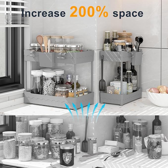 Sevenblue 2 Pack Under Sink Organizer, Under Bathroom Cabinet Organizer - Image 2