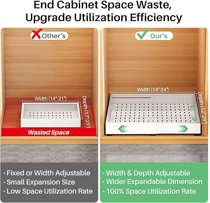 2 Pack Pull out Cabinet Organizer, Expandable Width, Depth - Image 3