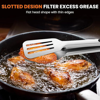 Kitchen Tongs for Cooking, Stainless Steel Spatula Tongs Locking Metal Tongs - Image 4