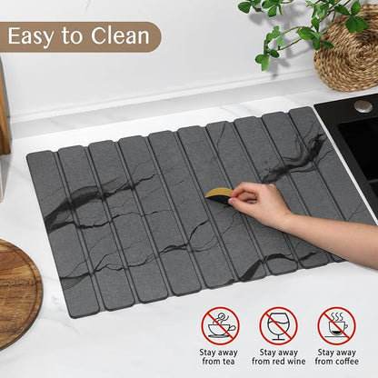 Large Stone Dish Drying Mat for Kitchen Counter, Thin & Light Quick Dry Stone - Image 6