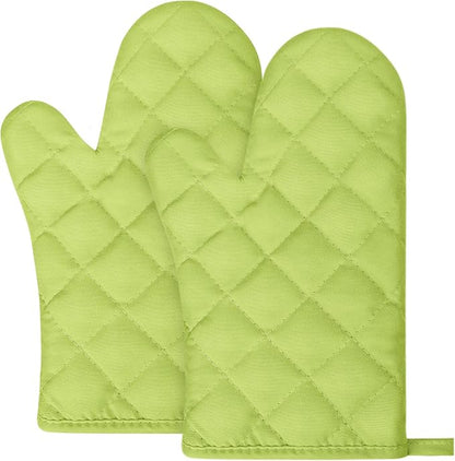 AUAUY Green Oven Mitts, 1 Pair Kitchen Mittens, 392°F Heat Resistant Oven by AUAUY