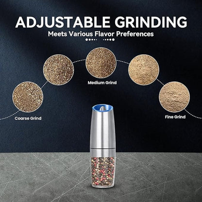 UNNEES Rechargeable Electric Salt and Pepper Grinder, gravity electric salt and - Image 3
