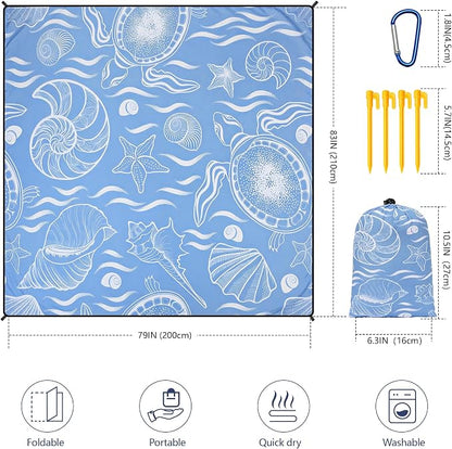 WIWIGO Beach Blanket Waterproof Sandproof Beach Mat 79" X 83"/10'x9'for 2-8 - Image 2