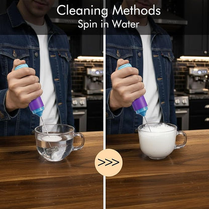Rechargeable Milk Frother Handheld, 2-IN-1 Dual Spring Whisk Electric Frother - Image 5