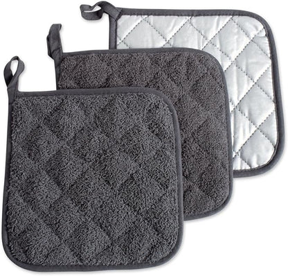 DII Basic Terry Collection Quilted 100% Cotton, Mineral Gray, 3 Piece by DII