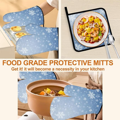 Winter Snowflakes Oven Mitts and Heat Resistant Pads - Image 5