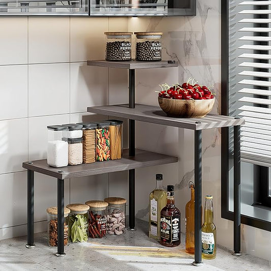 Countertop Organizer Organization 3 Tier Kitchen Corner Shelves Adjustable by Dazioter
