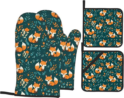 Fall Oven Mitts and Hot Pads Set by Unknown