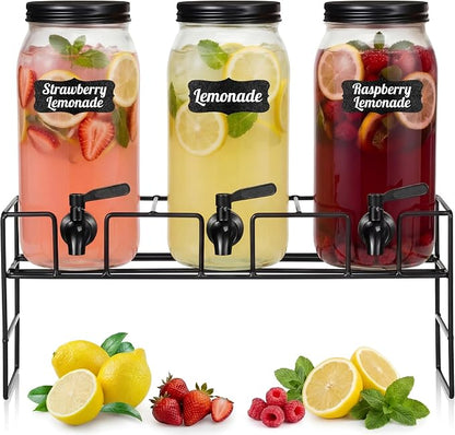 3 Pack 80 oz Glass Beverage Dispenser by RimCereal