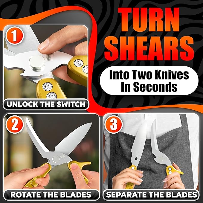 Heavy Duty Poultry Shears – Kitchen Shears Dishwasher Safe, Spring-Loaded - Image 6