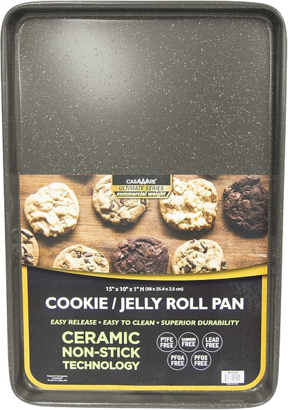 casaWare 3pc Ultimate Commercial Weight Cookie Sheet Set, Two 15 x 10-Inch Pans - Image 3