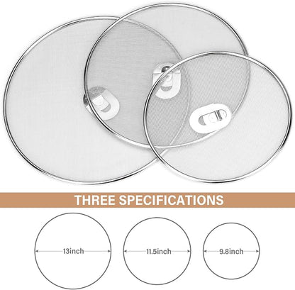3 Pack Splatter Screen for Frying Pan 13" 11.5" 9.8" Stainless Steel Grease - Image 2