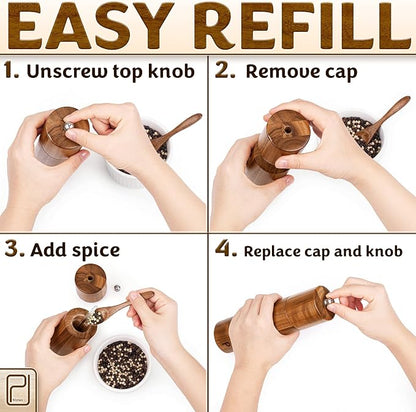 Premium Wooden Salt and Pepper Grinder Set - 28 g / 1 oz each - Image 7