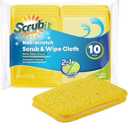 Scrub and Wipe Cleaning Pads – SCRUBIT Dual Sided Scouring Pad and Sponge by SCRUBIT