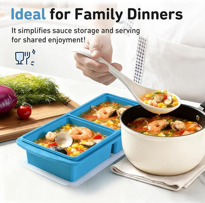 Silicone Freezer Tray with Lid Soup Freezer Container Molds with Steel - Image 8