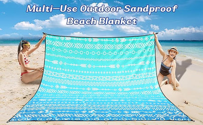 WIWIGO Beach Blanket Waterproof Sandproof Beach Mat 79" X 83"/10'x9'for 2-8 - Image 6