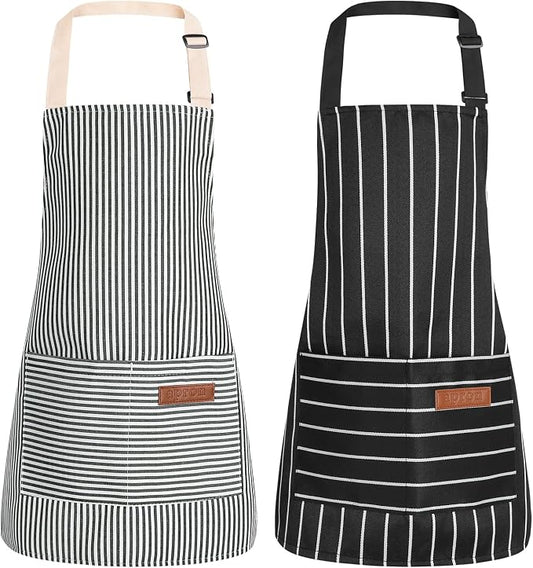 2 Pack Stripes Kids Apron, Kids Cooking Aprons by XLSXEXCL