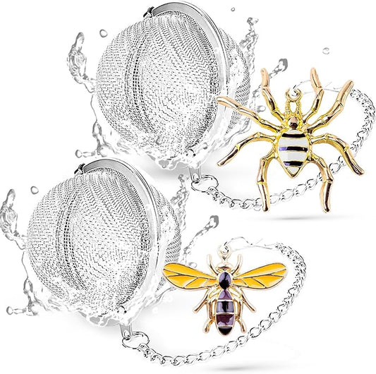 Tea Infuser 2 pcs TeaSanavie Tea Strainer Handmade Honey Bee & Spider Loose by TeaSanavie