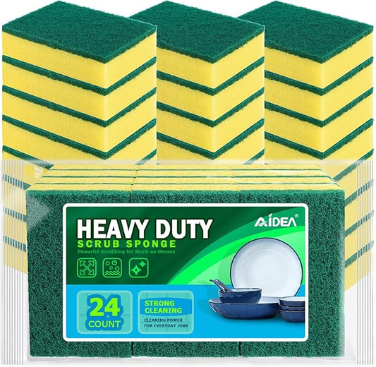 AIDEA Sponges Kitchen, 24 Pack Heavy Duty Dish Sponge, Cleaning Dish Scrubber by AIDEAHOME