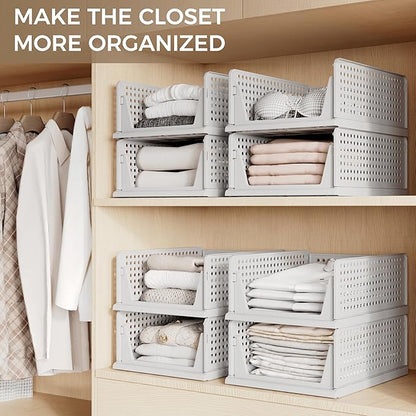 Pinkpum 8 Pack Closet Organizers and Storage Plastic Stackable Storage Bins - Image 5