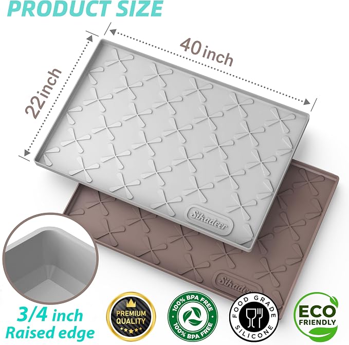 SIKADEER 40" x 22" Under Sink Mat Waterproof, Silicone Mat Kitchen Drawer Shelf - Image 3