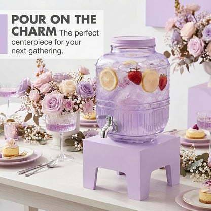 Beverage Dispenser 1 Gallon, Glass Drink Dispenser - Image 2