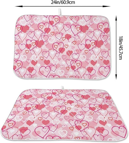 Valentines Day Dish Drying Mat 18 x 24 inch Pink Love Hearts Decorative Drying - Image 2