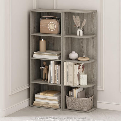 Furinno Reed Corner Shelf, 4-Tier Corner Bookshelf, Book Shelf, Corner Shelves - Image 2