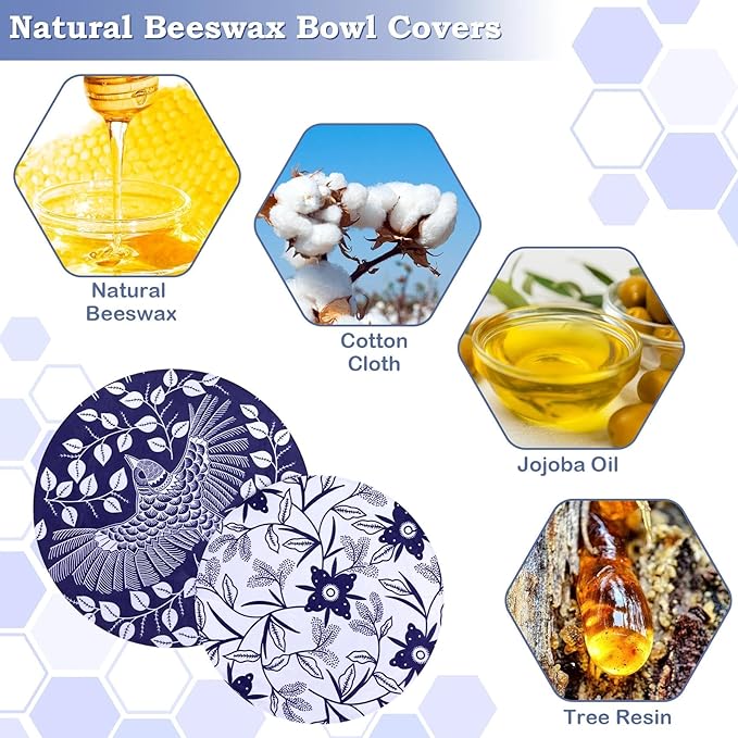 2 Large Reusable Beeswax Bowl Covers - Image 2