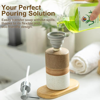 Ceramic Soap Dispenser Set for Hand Soap, Dish Soap, Conditioner, Includes - Image 2
