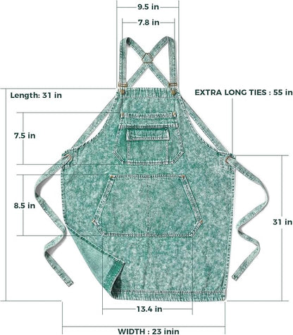 Denim Apron with Pockets for Hair Stylist Gardening Craftsmen Barista Women - Image 7