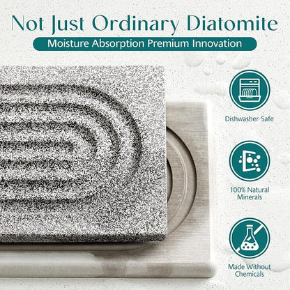 Stone Kitchen Sink Faucet Mat, Premium Upgraded Diatomite Drying Stone Mat & - Image 2