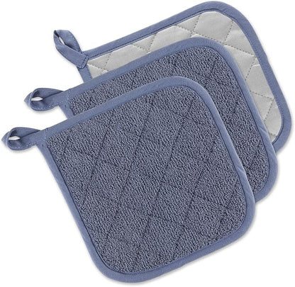 DII Basic Terry Collection Quilted 100% Cotton, Stonewash Blue, 3 Piece by DII