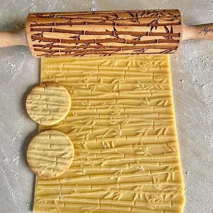 BAMBOO Embossed Rolling Pin for Ceramic. Clay Roller and Ceramic Stamp for - Image 3