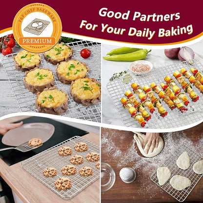 P&P CHEF 16 + 12.5 + 9 Inch Baking Sheet and Rack Set, Stainless Steel Cookie - Image 5