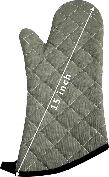 ARCLIBER Oven Mitts Heat Fire Resistant Oven Mitts 425 ° F, Quilted Terry Cloth - Image 6